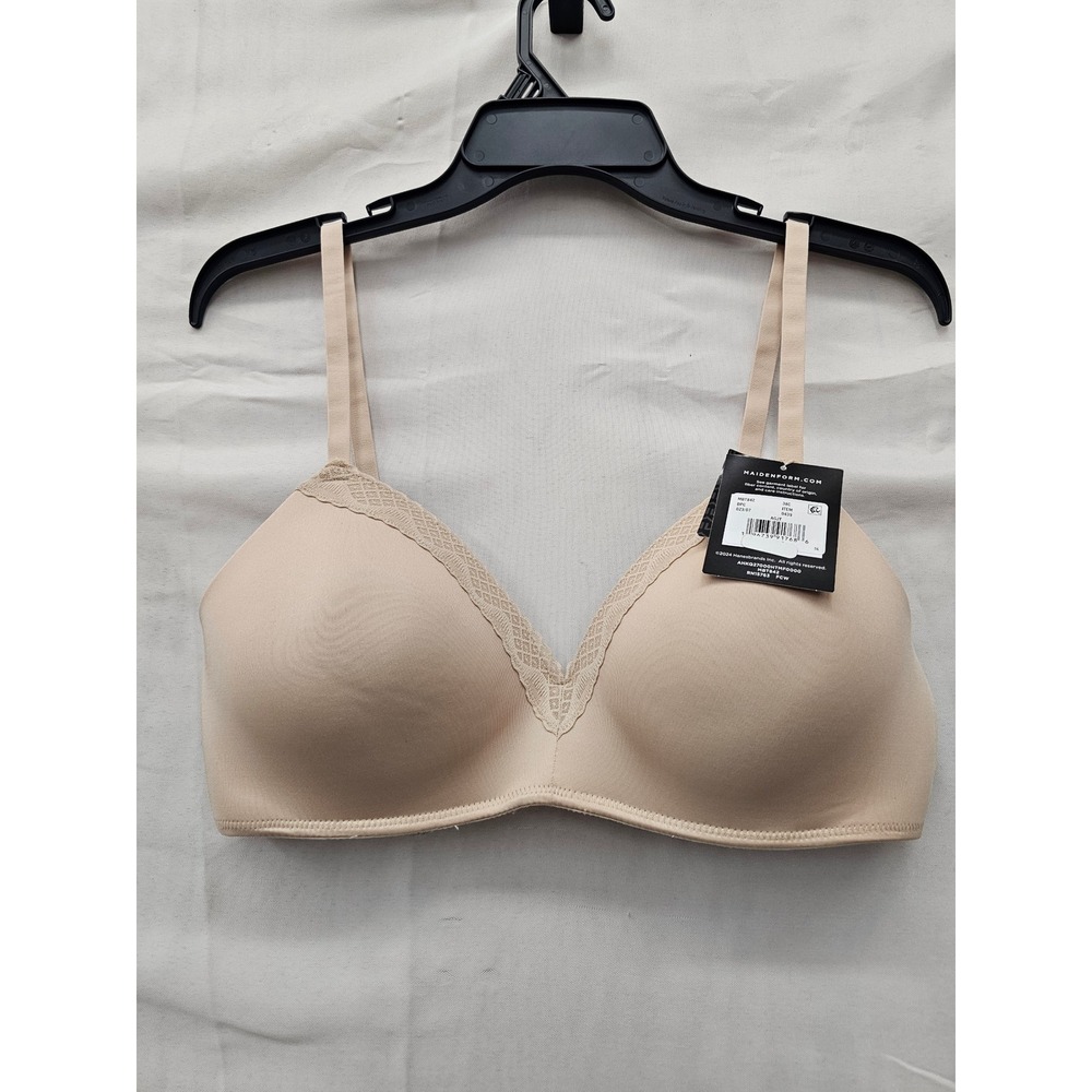 Maidenform Womens Wireless T-Shirt Bra Beige Polyester Blend Casual Size 38C